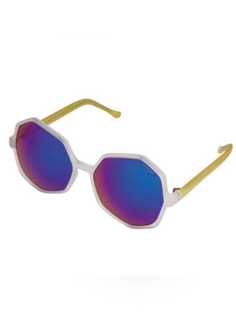 NEW KOMONO Sunglasses Bonnie Ice Lemon Geometric Festival Yellow Blue Reflective